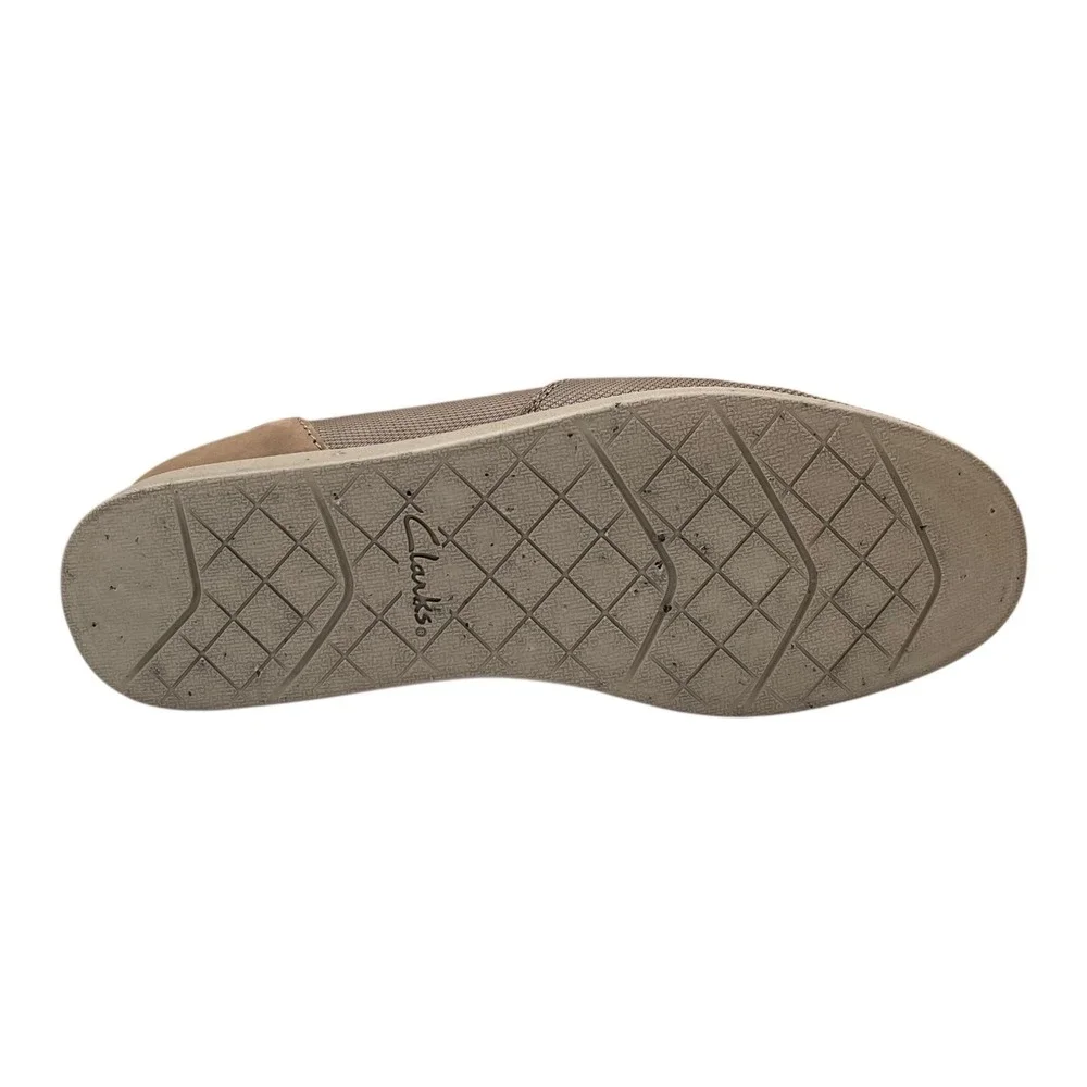 Clarks Mens Shacrelite Moc‎ Leather Casual Shoes Size 10 Beige-Tan Slip-on Style